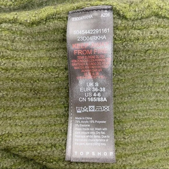 TOPSHOP Green Cowl Neck Turtleneck Pullover Sweater Size 6 - Picture 7 of 7